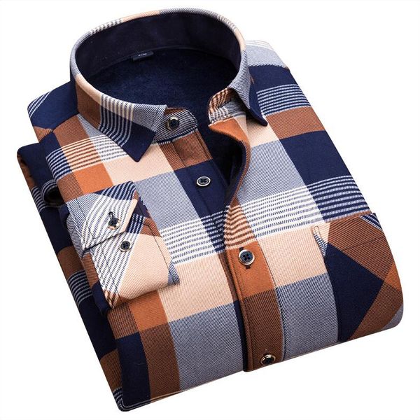 men shirt brown plaid stripe business casual man autumn winter thick warm fleece man social dress shirts chemise homme, White;black
men shirt brown plaid stripe business casual man autumn winter thick warm fleece man social dress shirts chemise homme, White;black
