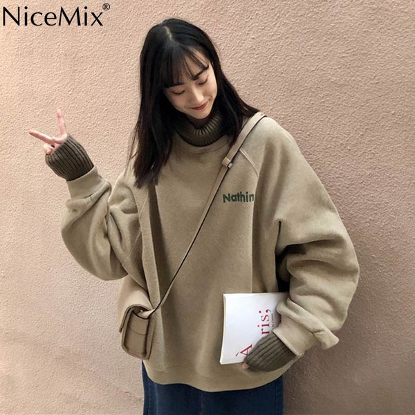 nicemix autumn harajuku sweatshirt women pullover with velvet vintage turtleneck women jumpers ins clothes moletom feminino, Black
nicemix autumn harajuku sweatshirt women pullover with velvet vintage turtleneck women jumpers ins clothes moletom feminino, Black