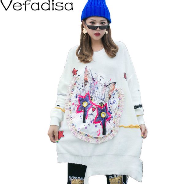 vefadisa autumn cartoon sequin pullover sweater o-neck long sleeve knitting sweater casual irregular woman 2019 qyf642, White;black
vefadisa autumn cartoon sequin pullover sweater o-neck long sleeve knitting sweater casual irregular woman 2019 qyf642, White;black