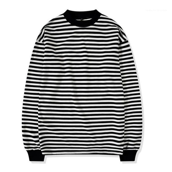 long sleeve homme tees mens summer designer casual tshirt turtleneck striped loose fit, White;black
long sleeve homme tees mens summer designer casual tshirt turtleneck striped loose fit, White;black