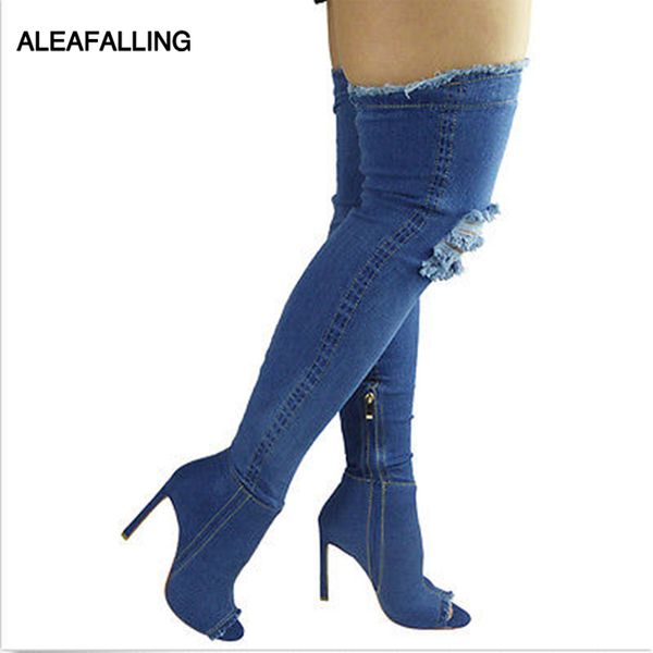 aleafalling sell models high heel long tube denim women boots fish mouth over the knee wash elastic boots large size awbt250, Black
aleafalling sell models high heel long tube denim women boots fish mouth over the knee wash elastic boots large size awbt250, Black