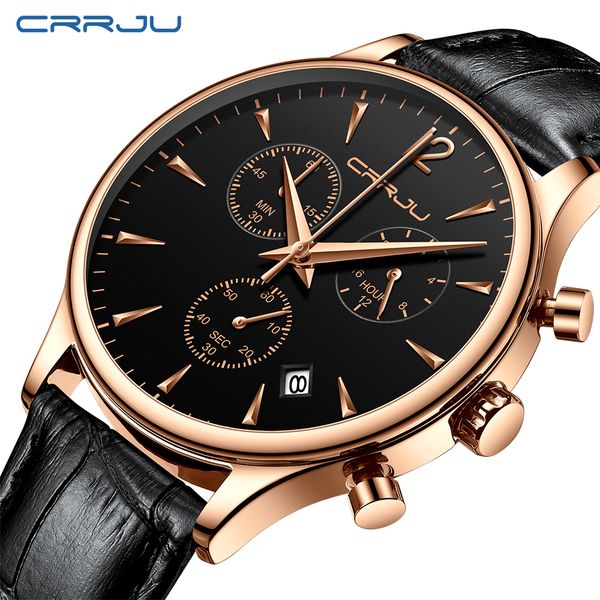 mens sports watches crrju brand luxury casual waterproof watch for man quartz leather strap men's watch relogio masculino, Slivery;brown 
mens sports watches crrju brand luxury casual waterproof watch for man quartz leather strap men's watch relogio masculino, Slivery;brown