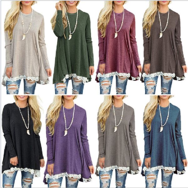 women lace t-shirts girl loose long sleeve shirt blouse patchwork long lace dress round neck casual tees gga2562, Blue
women lace t-shirts girl loose long sleeve shirt blouse patchwork long lace dress round neck casual tees gga2562, Blue
