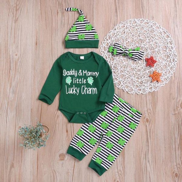 3pcs baby girl clothes st. patrick's day green letter romper pants outfit newborn clothes, White 
3pcs baby girl clothes st. patrick's day green letter romper pants outfit newborn clothes, White