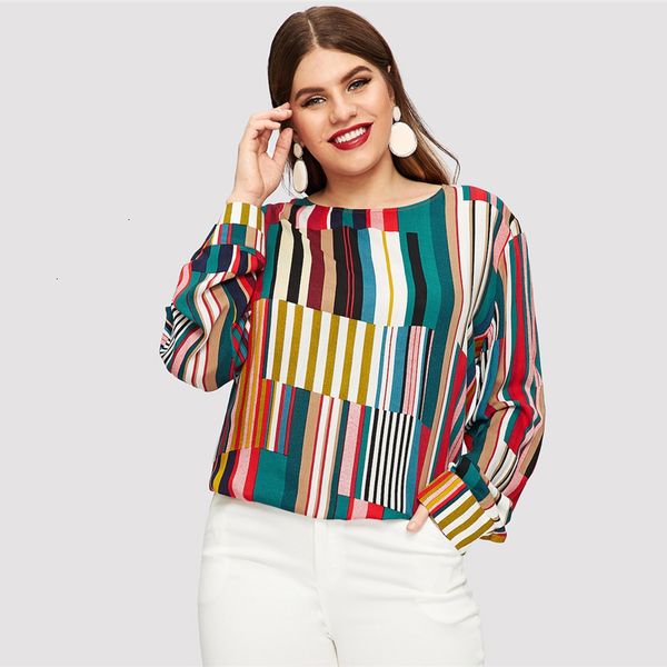 womens clothing blouse women striped curved hem plus size multicolor longline blouses women 2019 spring round neck patchwork blouse, White
womens clothing blouse women striped curved hem plus size multicolor longline blouses women 2019 spring round neck patchwork blouse, White