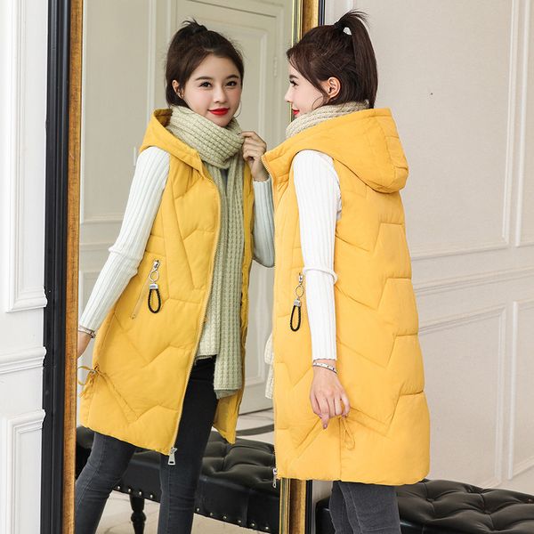 female cotton vest winter medium long solid color sleeveless jacket 2019 new fashion large size hooded waistcoat female xin056, Black;white
female cotton vest winter medium long solid color sleeveless jacket 2019 new fashion large size hooded waistcoat female xin056, Black;white