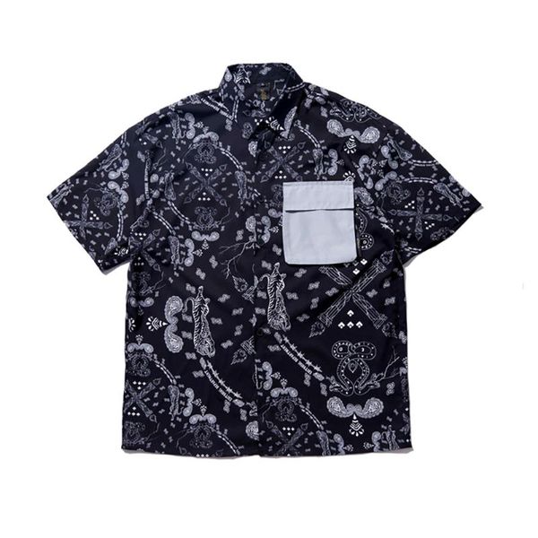 patchwork shirts men paisley bandana printed short sleeve shirt man summer fashion turn collar male clothing, White;black
patchwork shirts men paisley bandana printed short sleeve shirt man summer fashion turn collar male clothing, White;black