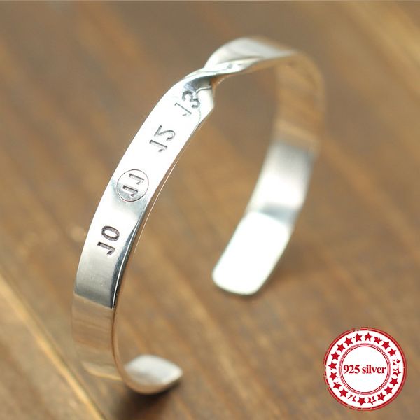 s925 sterling silver open bracelet retro personality fashion with life style lovers simple atmosphere jewelry 2018 new bangles, Black
s925 sterling silver open bracelet retro personality fashion with life style lovers simple atmosphere jewelry 2018 new bangles, Black