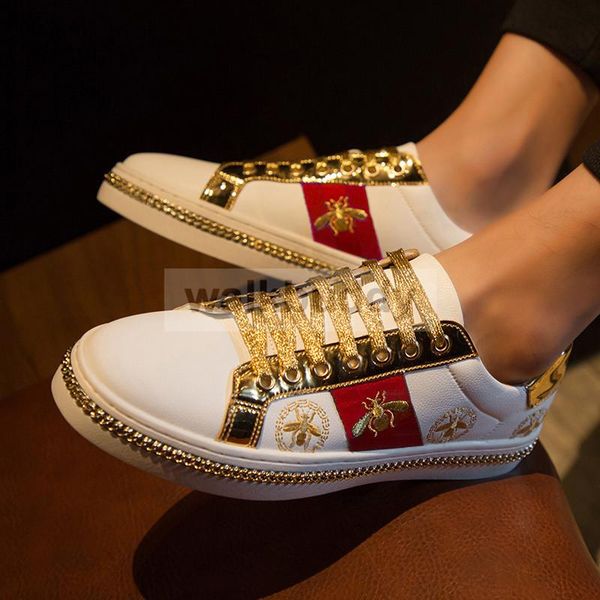 2020 men's casual shoes men black sneakers microfiber leather golden designer luxury bee embroidery breathable shoes
2020 men's casual shoes men black sneakers microfiber leather golden designer luxury bee embroidery breathable shoes