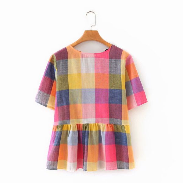 new 2020 women sweet colorful plaid print casual smock blouse ladies o neck back bow tie chic shirt summer femininas ls6525, White
new 2020 women sweet colorful plaid print casual smock blouse ladies o neck back bow tie chic shirt summer femininas ls6525, White