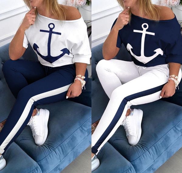 women casual sweatsuit t shirt 2 piece set navy print tracksuit short sleeve t shirtleggings sports outfits summer clothes sportswear 2717, White
women casual sweatsuit t shirt 2 piece set navy print tracksuit short sleeve t shirtleggings sports outfits summer clothes sportswear 2717, White