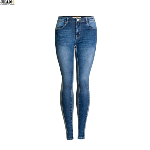 2019 new autumn women's jeans casual solid color splicing stitching high waist slim jeans, Blue
2019 new autumn women's jeans casual solid color splicing stitching high waist slim jeans, Blue