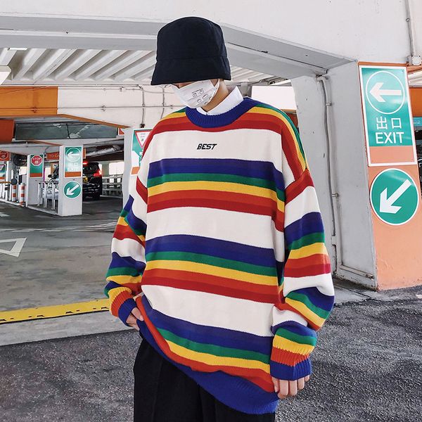 2018 time limited letter embroidery rainbow strip round neck sweater pullover men and women loose sweater black/white s-xl, White;black
2018 time limited letter embroidery rainbow strip round neck sweater pullover men and women loose sweater black/white s-xl, White;black