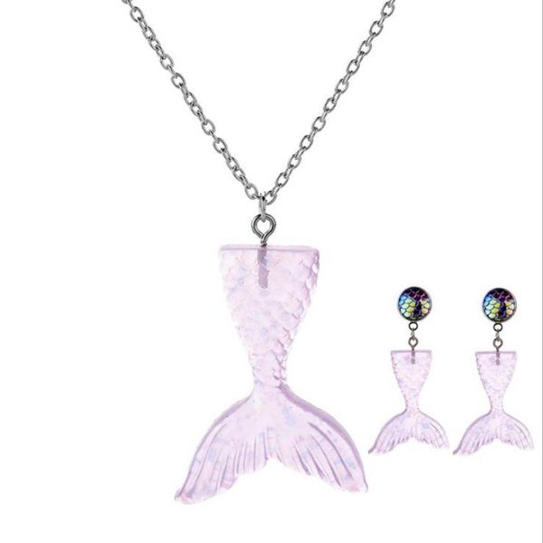 women fashion fish tail shape pendant necklaces necklace and earring stud link chain casual two-pieces set, Silver
women fashion fish tail shape pendant necklaces necklace and earring stud link chain casual two-pieces set, Silver