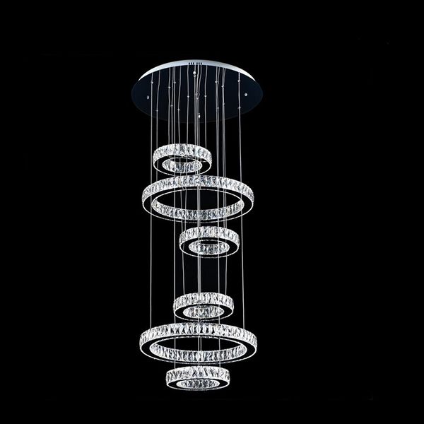 круг хрустальная люстра свет 6 колец dimmable led люстра потолочные светильники для лестничного современного внутреннего освещения
круг хрустальная люстра свет 6 колец dimmable led люстра потолочные светильники для лестничного современного внутреннего освещения