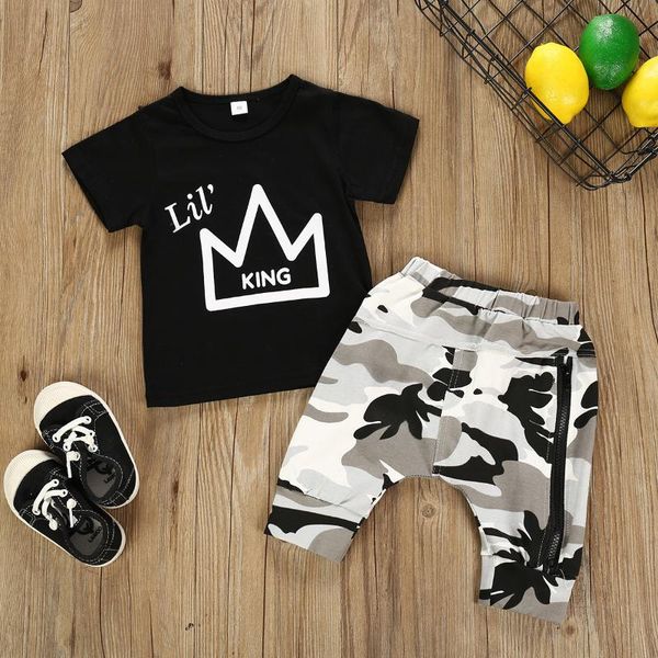 baby summer clothing toddler kid baby boy clothes sets crown print t-shirt print camo shorts casual outfits 1-5y, White
baby summer clothing toddler kid baby boy clothes sets crown print t-shirt print camo shorts casual outfits 1-5y, White