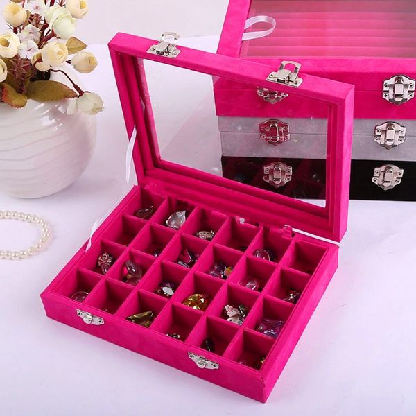 24 slots velvet jewelry rings display box jewelry tray holder casket storage organizer earrings ring storage box with mirror, Pink;blue
24 slots velvet jewelry rings display box jewelry tray holder casket storage organizer earrings ring storage box with mirror, Pink;blue