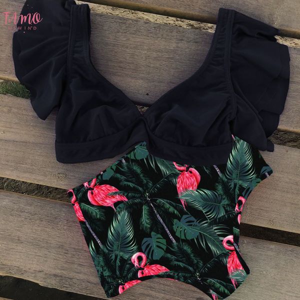 2019 new bikini floral ruffled bikini set women v neck high waist two piece swimsuit girl beach bathing suit swimwear biquinis, White;black
2019 new bikini floral ruffled bikini set women v neck high waist two piece swimsuit girl beach bathing suit swimwear biquinis, White;black