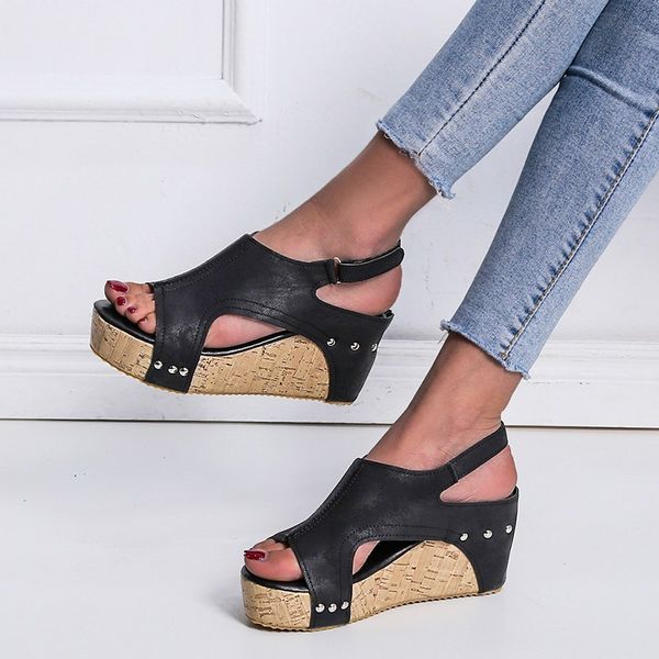 sandals summer casual women's 2021 women shoes rubber sole studded wedge buckle ankle strap open toe, Black
sandals summer casual women's 2021 women shoes rubber sole studded wedge buckle ankle strap open toe, Black