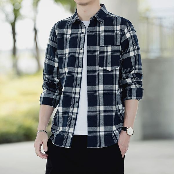 2020 season men's long sleeve shirt cotton trend plaid inch clothes men's casual shirt coat, White;black
2020 season men's long sleeve shirt cotton trend plaid inch clothes men's casual shirt coat, White;black