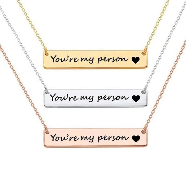 creative stainless steel necklace for women creative carved you are my person bar necklace charm party jewelry, Silver
creative stainless steel necklace for women creative carved you are my person bar necklace charm party jewelry, Silver