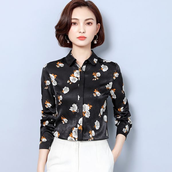 quality black floral runway silk satin shirt women long sleeve lapel neck elegant ladies button blouse plus size office designer shirts, White
quality black floral runway silk satin shirt women long sleeve lapel neck elegant ladies button blouse plus size office designer shirts, White