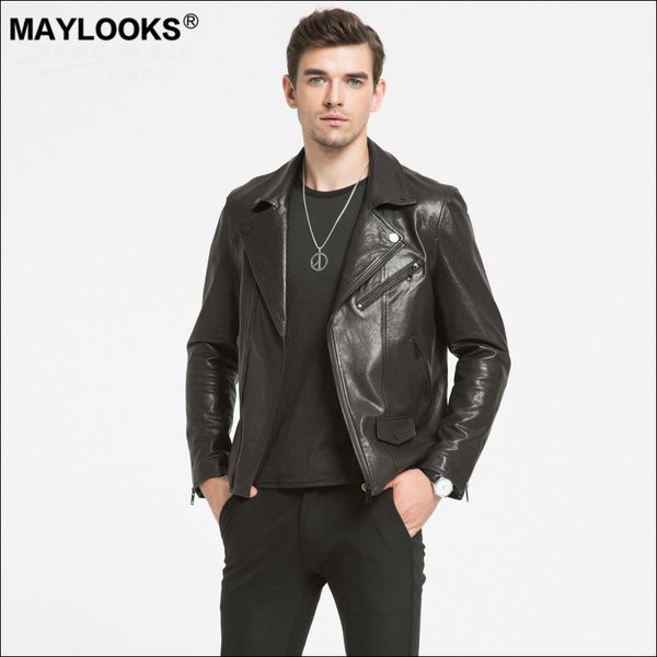 may looks fall / winter 2019 new leather leather men's locomotive dress short jacket fashion slim ws145, Black
may looks fall / winter 2019 new leather leather men's locomotive dress short jacket fashion slim ws145, Black