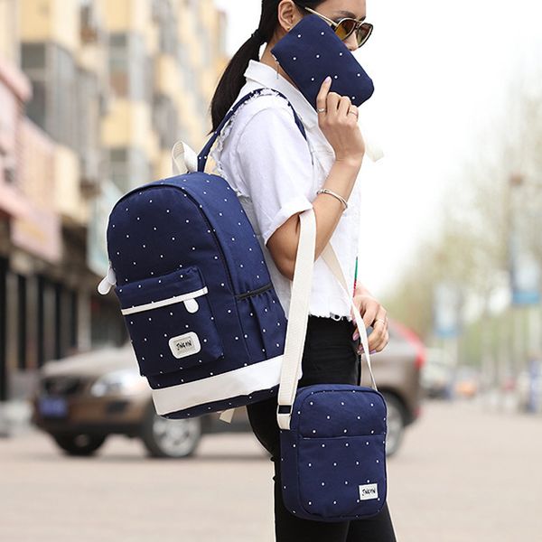 litthing 3pcs/set dot backpack canvas school book bags for girls backpacks mochila gift notbook rucksacks backbag
litthing 3pcs/set dot backpack canvas school book bags for girls backpacks mochila gift notbook rucksacks backbag