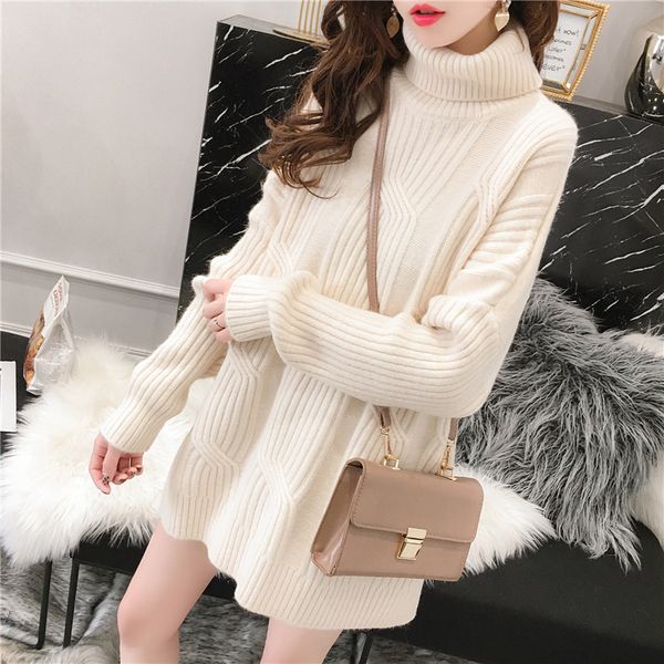 new high collar cashmere sweater female solid color long loose jacket spring and autumn stretch knit sweater female, White;black
new high collar cashmere sweater female solid color long loose jacket spring and autumn stretch knit sweater female, White;black