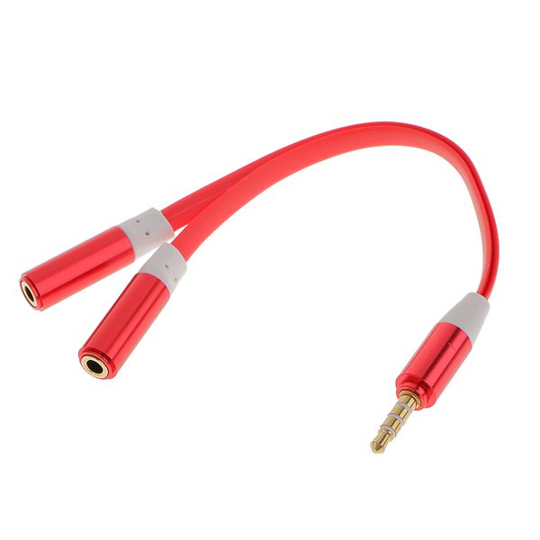 gold-plated 3.5mm y splitter jack male to 2 dual female headphone earphone audio stereo cable adapter red 
gold-plated 3.5mm y splitter jack male to 2 dual female headphone earphone audio stereo cable adapter red