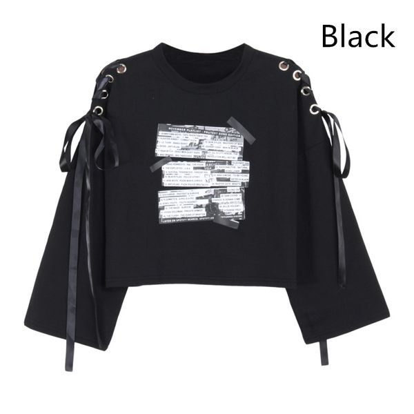 spring autumn women crop sweatshirt letter print lace up bandage long sleeve casual pullover tracksuit, Black
spring autumn women crop sweatshirt letter print lace up bandage long sleeve casual pullover tracksuit, Black