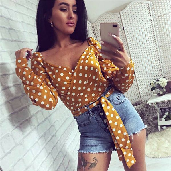 new women summer polka dot blouses v neck long sleeve slim blouses shirts lady chic elegant holiday blouse blusas 2019, White
new women summer polka dot blouses v neck long sleeve slim blouses shirts lady chic elegant holiday blouse blusas 2019, White