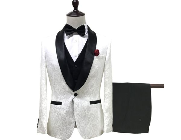 premium jacquard shawl lapel white mens suits wedding tuxedos bridegroom men prom party dinner suit custom (jackets+vests+ pants), Black;gray
premium jacquard shawl lapel white mens suits wedding tuxedos bridegroom men prom party dinner suit custom (jackets+vests+ pants), Black;gray