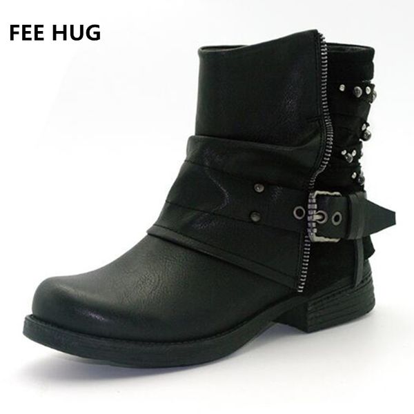 fee hug rivet leather woman ankle boots autumn winter round toe short plush zip buckle western boots motorcycle for woman euro41, Black
fee hug rivet leather woman ankle boots autumn winter round toe short plush zip buckle western boots motorcycle for woman euro41, Black