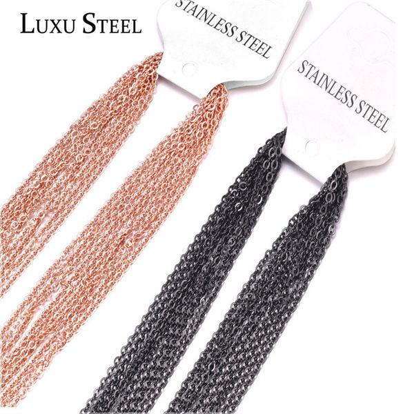 luxusteel 10pcs/lots 2mm/1mm rose gold/black cuban link chains necklaces for pendants stainless steel wholesale chain diy crafts, Silver
luxusteel 10pcs/lots 2mm/1mm rose gold/black cuban link chains necklaces for pendants stainless steel wholesale chain diy crafts, Silver