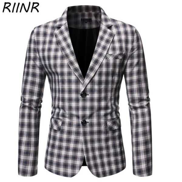 riinr new arrival men's casual checked single-breasted suit fashion outer wear, White;black
riinr new arrival men's casual checked single-breasted suit fashion outer wear, White;black