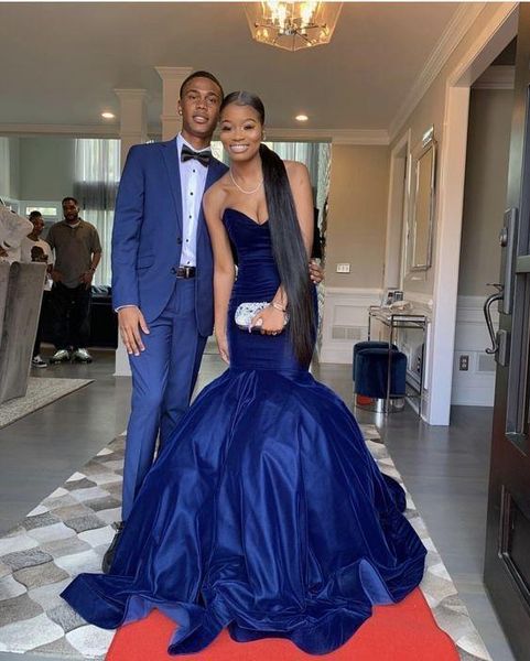 navy blue long mermaid prom dresses new sweetheart velvet pleats sweep strain formal evening dress party gwons, Black
navy blue long mermaid prom dresses new sweetheart velvet pleats sweep strain formal evening dress party gwons, Black