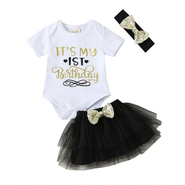 newborn baby girl outfit kids clothes 3pcs set 1st birthday romper short sleeve bodysuit sequin bow black tutu skirts +headband, White
newborn baby girl outfit kids clothes 3pcs set 1st birthday romper short sleeve bodysuit sequin bow black tutu skirts +headband, White