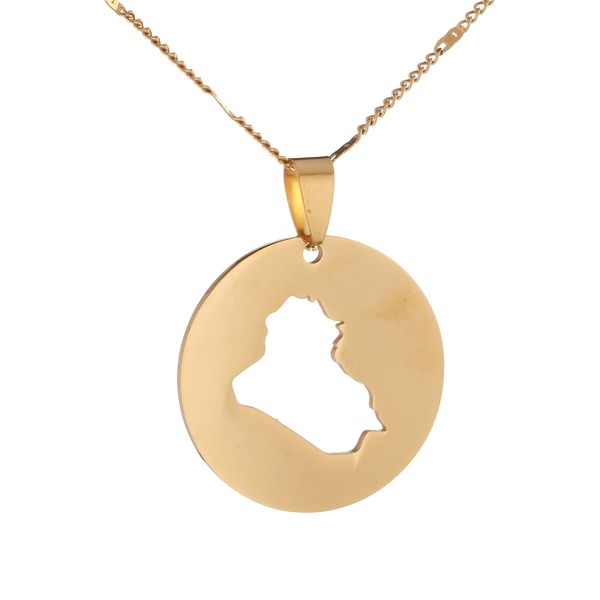 stainless steel iraq map pendant necklaces gold color round jewelry the iraqi people's patriotic chain jewelry, Silver
stainless steel iraq map pendant necklaces gold color round jewelry the iraqi people's patriotic chain jewelry, Silver