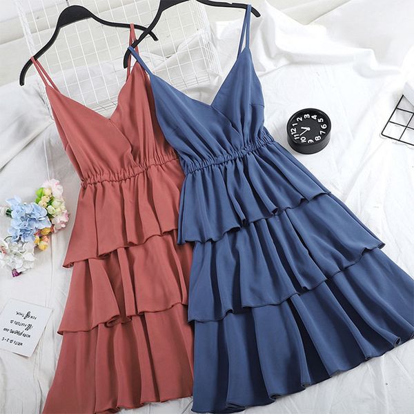 2019 spring new women v-neck sling high waist layer ruffles dress female elegant chiffon tiered dresses, Black;gray
2019 spring new women v-neck sling high waist layer ruffles dress female elegant chiffon tiered dresses, Black;gray