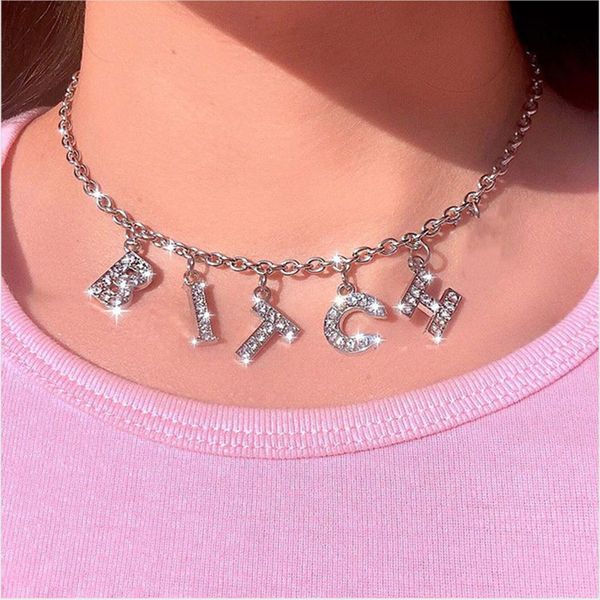 women rhinestone necklace crystal bling jewelry iced out alphabet pendant personalized tennis chain initial necklace jewelry, Silver
women rhinestone necklace crystal bling jewelry iced out alphabet pendant personalized tennis chain initial necklace jewelry, Silver