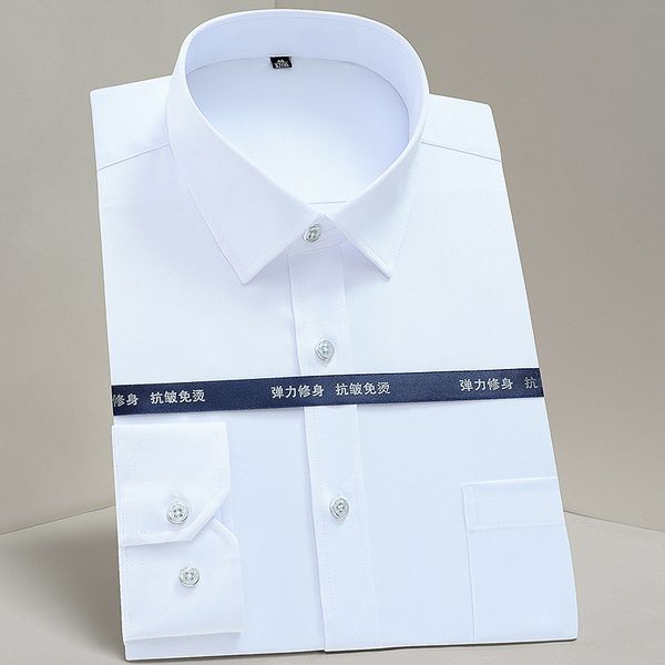men's classic standard-fit stretch dress shirt single patch pocket thin long sleeve formal business solid white basic shirts, White;black
men's classic standard-fit stretch dress shirt single patch pocket thin long sleeve formal business solid white basic shirts, White;black