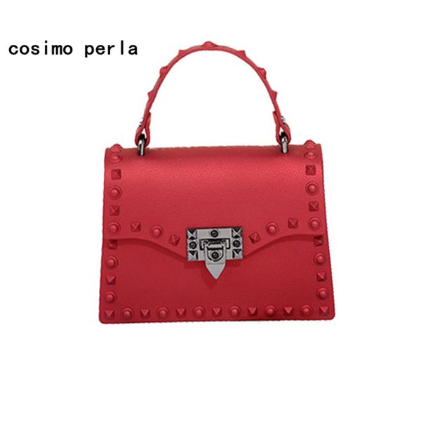 

candy color jelly rivet handbags lock hasp crossbody shoulder bag for women 2019 luxury designer satchels flap messenger bags
