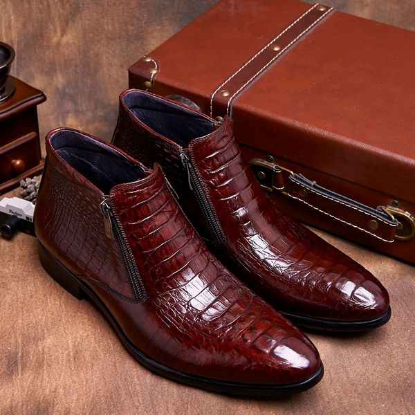 crocodile grain brown tan/ black mens ankle boots embossed genuine leather dress boots autumn mens wedding shoes
crocodile grain brown tan/ black mens ankle boots embossed genuine leather dress boots autumn mens wedding shoes