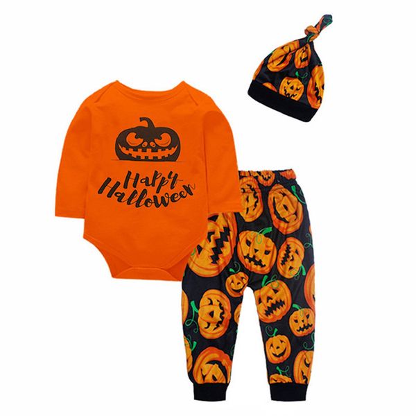 long sleeve brand baby clothing set toddler baby boys girls pumpkin romper pants cap halloween 3pcs outfits set, White
long sleeve brand baby clothing set toddler baby boys girls pumpkin romper pants cap halloween 3pcs outfits set, White