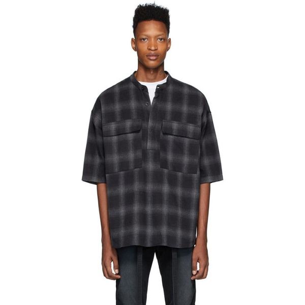 2020 spring autumn fashion fear of god 6th plaid half button cotton shirt men women fog short sleeve casual shirt, White;black
2020 spring autumn fashion fear of god 6th plaid half button cotton shirt men women fog short sleeve casual shirt, White;black