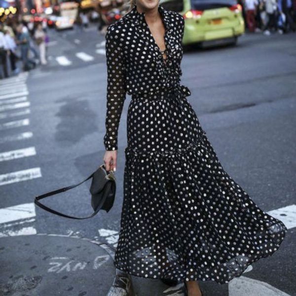 women autumn polka dot long sleeve loose plunge v-neck dresses ladies beach maxi dress, Black;gray
women autumn polka dot long sleeve loose plunge v-neck dresses ladies beach maxi dress, Black;gray