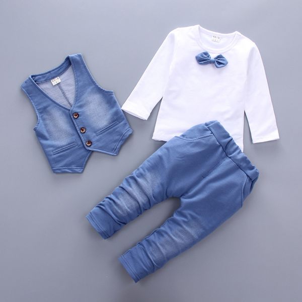 spring autumn new fashion baby boy clothes 3pcs set denim style cotton with tie children clothing suit, White
spring autumn new fashion baby boy clothes 3pcs set denim style cotton with tie children clothing suit, White