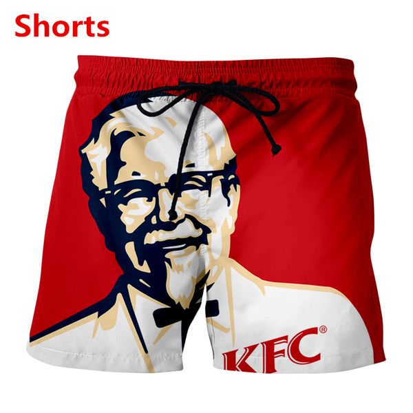 new men/womens kfc colonel funny 3d print fashion tracksuits mens shorts, White;black