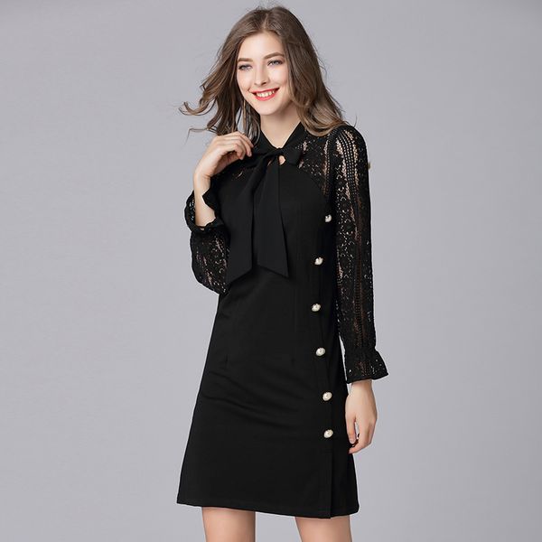 plus size lace knitted bow collar long sleeve tunic dress women elegant vintage sweet office party beach dress lady clothes, Black;gray
plus size lace knitted bow collar long sleeve tunic dress women elegant vintage sweet office party beach dress lady clothes, Black;gray